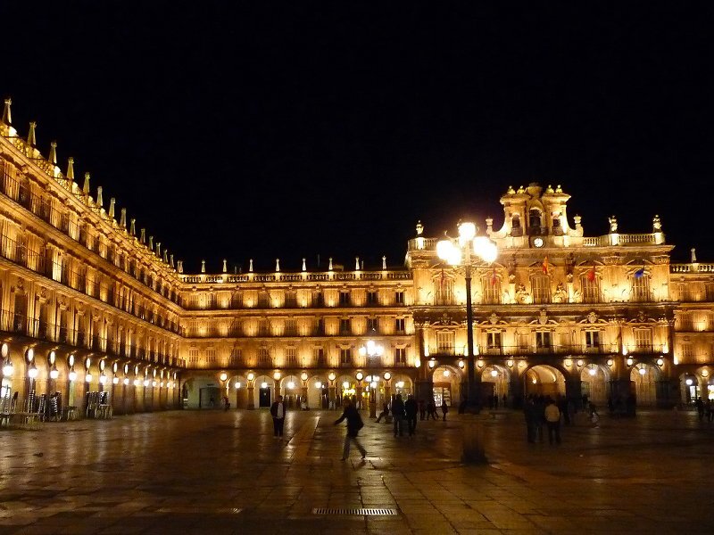 Illuminated Plaza at Night