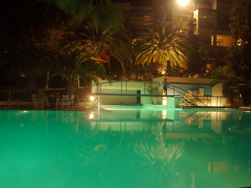 Illuminated Pool at Night — Green