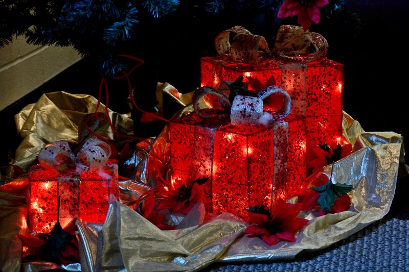 Illuminated Red Gift Boxes