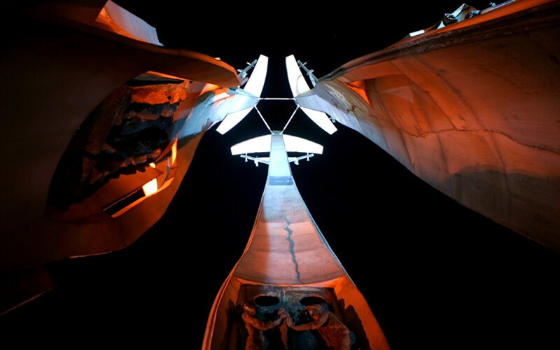 Illuminated Sculpture at Night