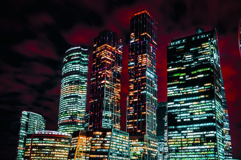 Illuminated Skyscrapers — Black