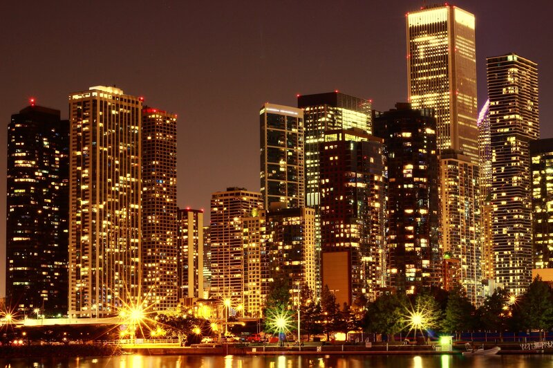 Illuminated Skyscrapers — Yellow