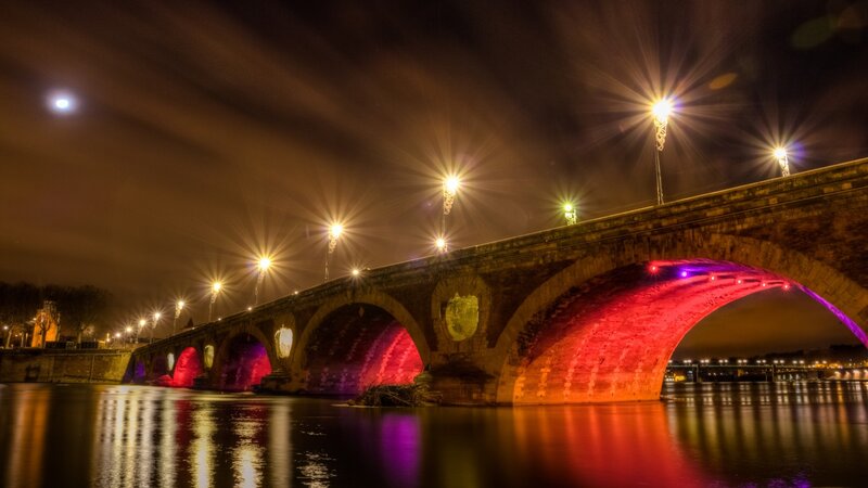 Illuminated Stone Bridge — Red