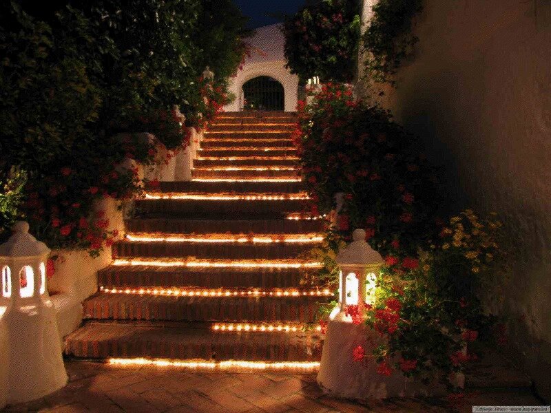 Illuminated Stone Stairs
