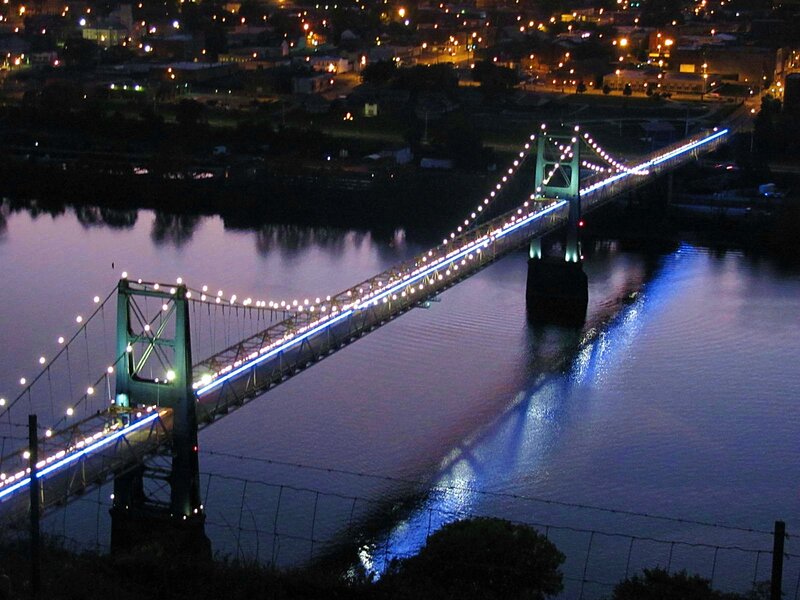 Illuminated Suspension Bridge — Blue
