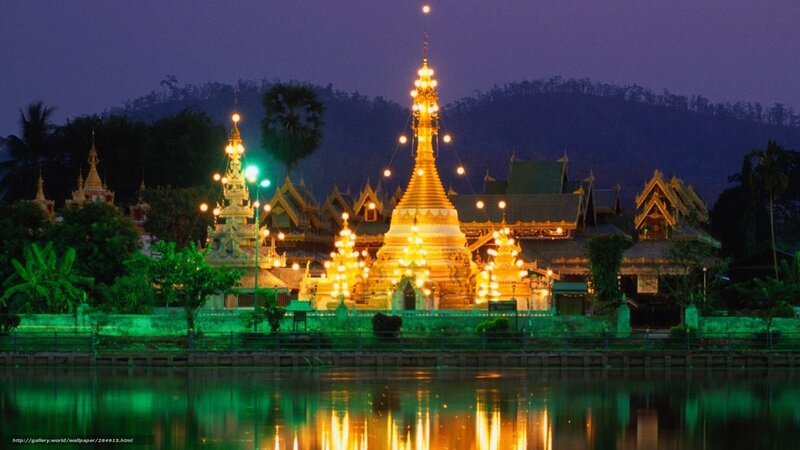 Illuminated temple at dusk