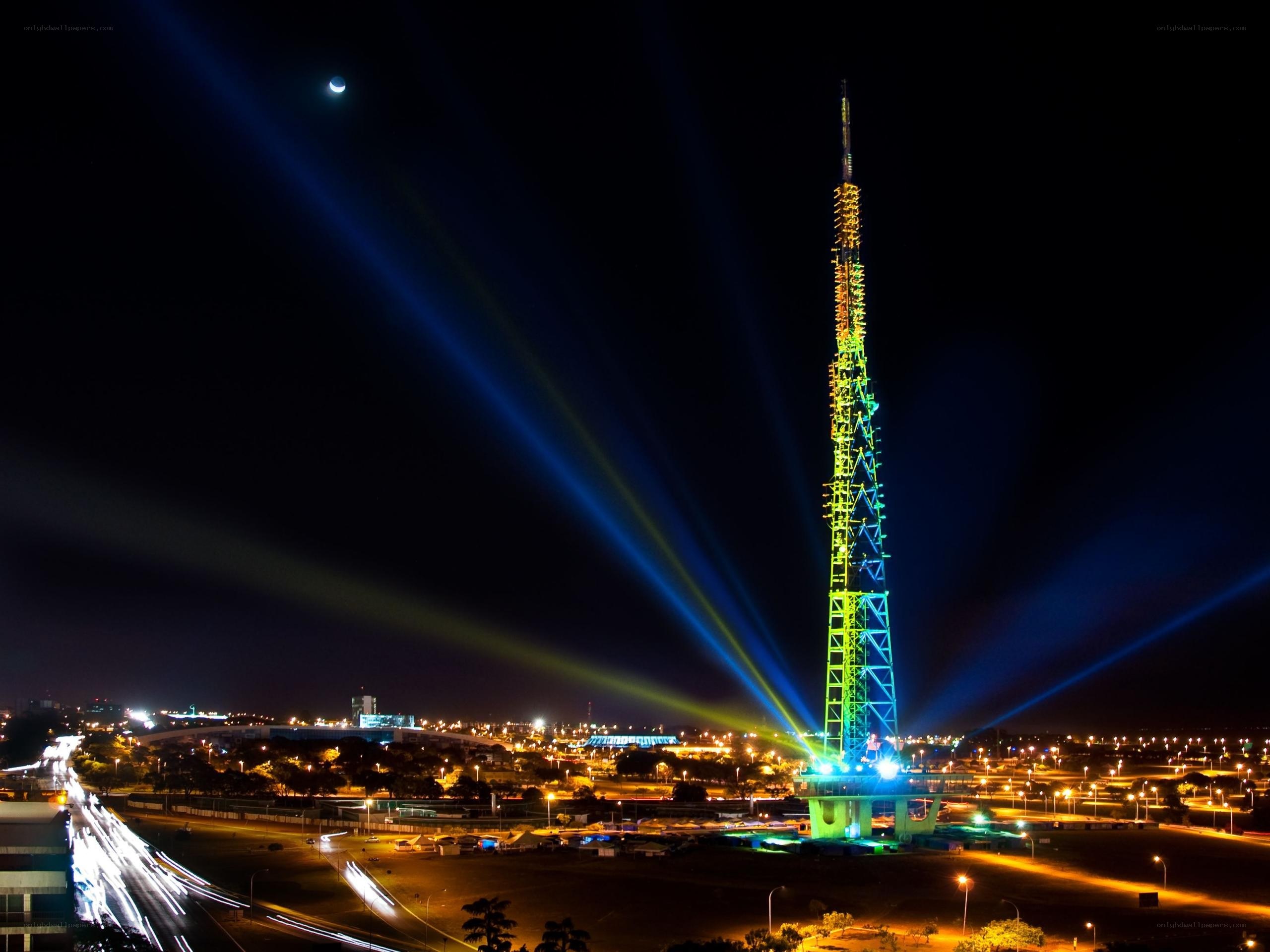 Illuminated tower at night