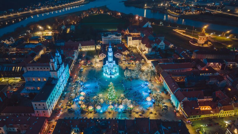 Illuminated Town Square