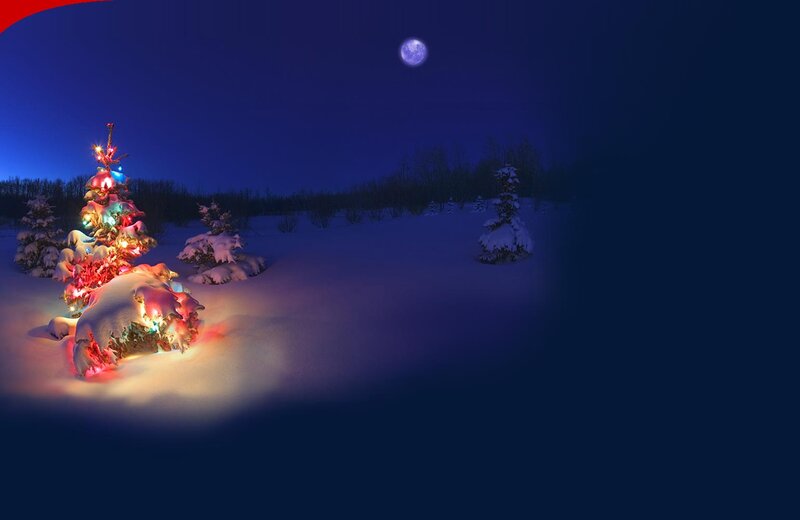 Illuminated Tree in Snow — Blue, Serene, Night