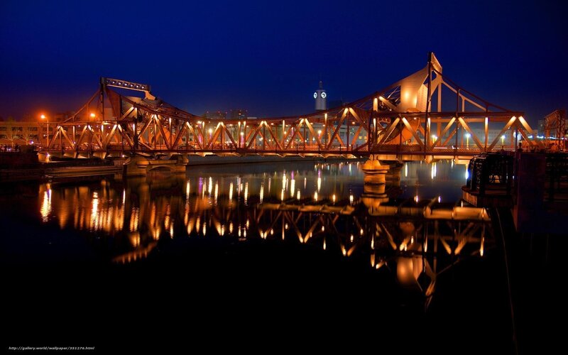 Illuminated Truss Bridge — Blue