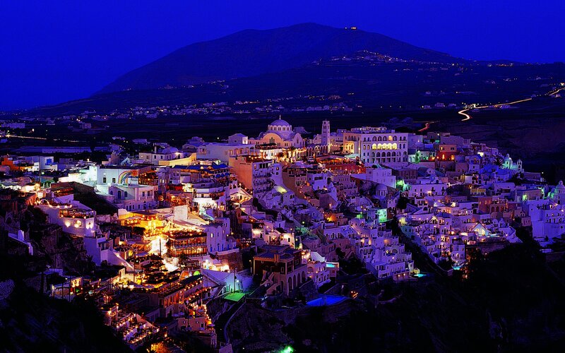 Illuminated Village at Night