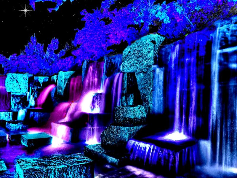 Illuminated Waterfall — Blue