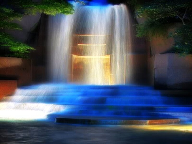 Illuminated Waterfall Fountain