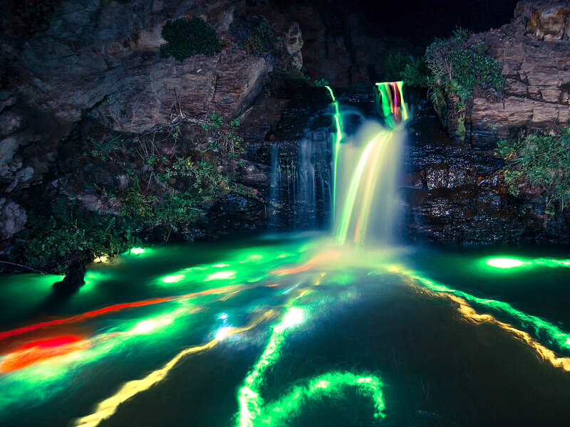 Illuminated Waterfall — Green