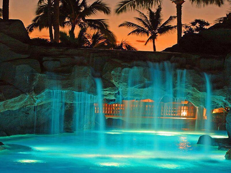 Illuminated Waterfall Pool