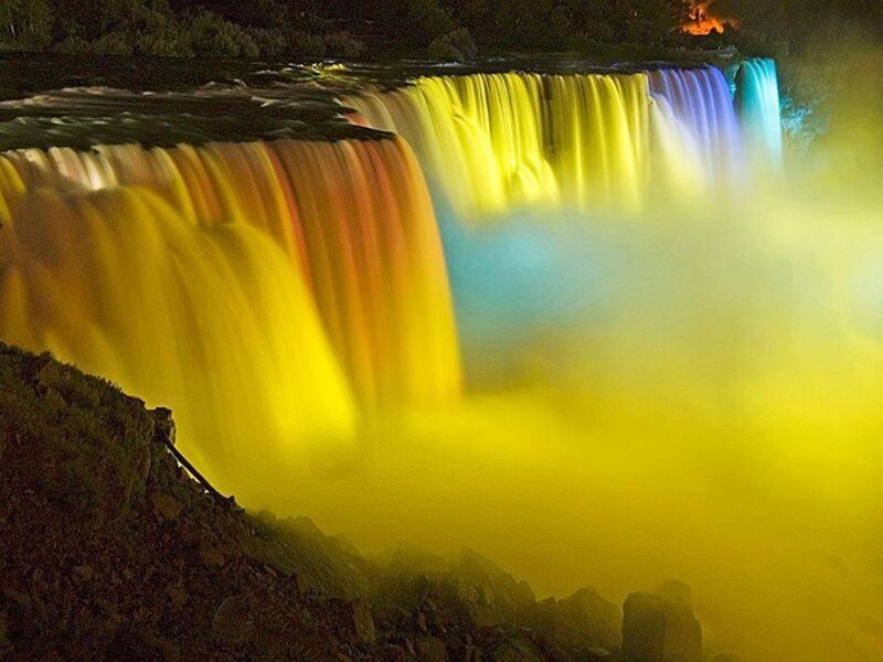 Illuminated Waterfall — Yellow