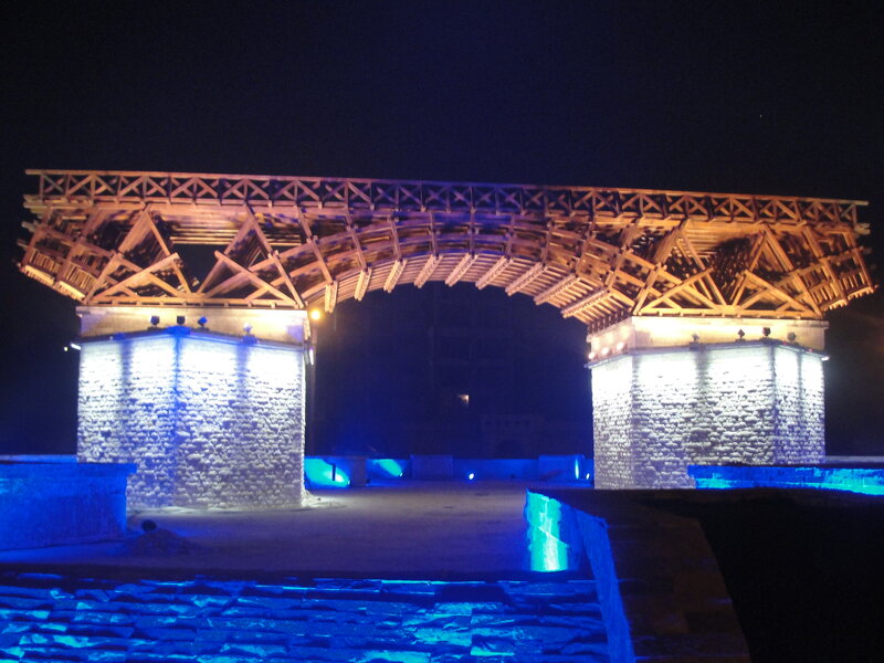 Illuminated Wooden Bridge