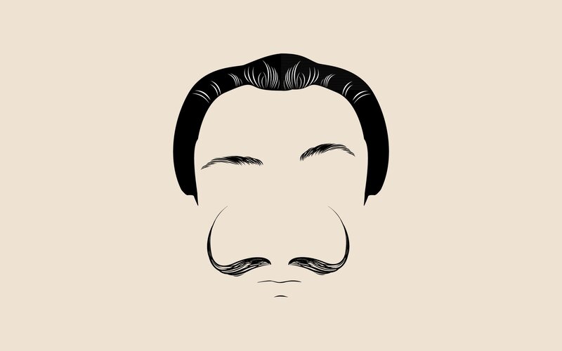 illustrated face with mustache