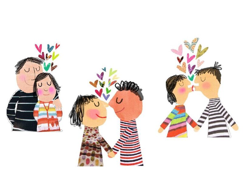 illustrated family love scenes