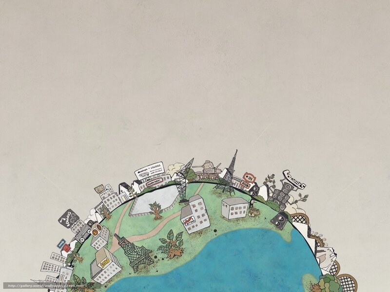 illustrated globe cityscape