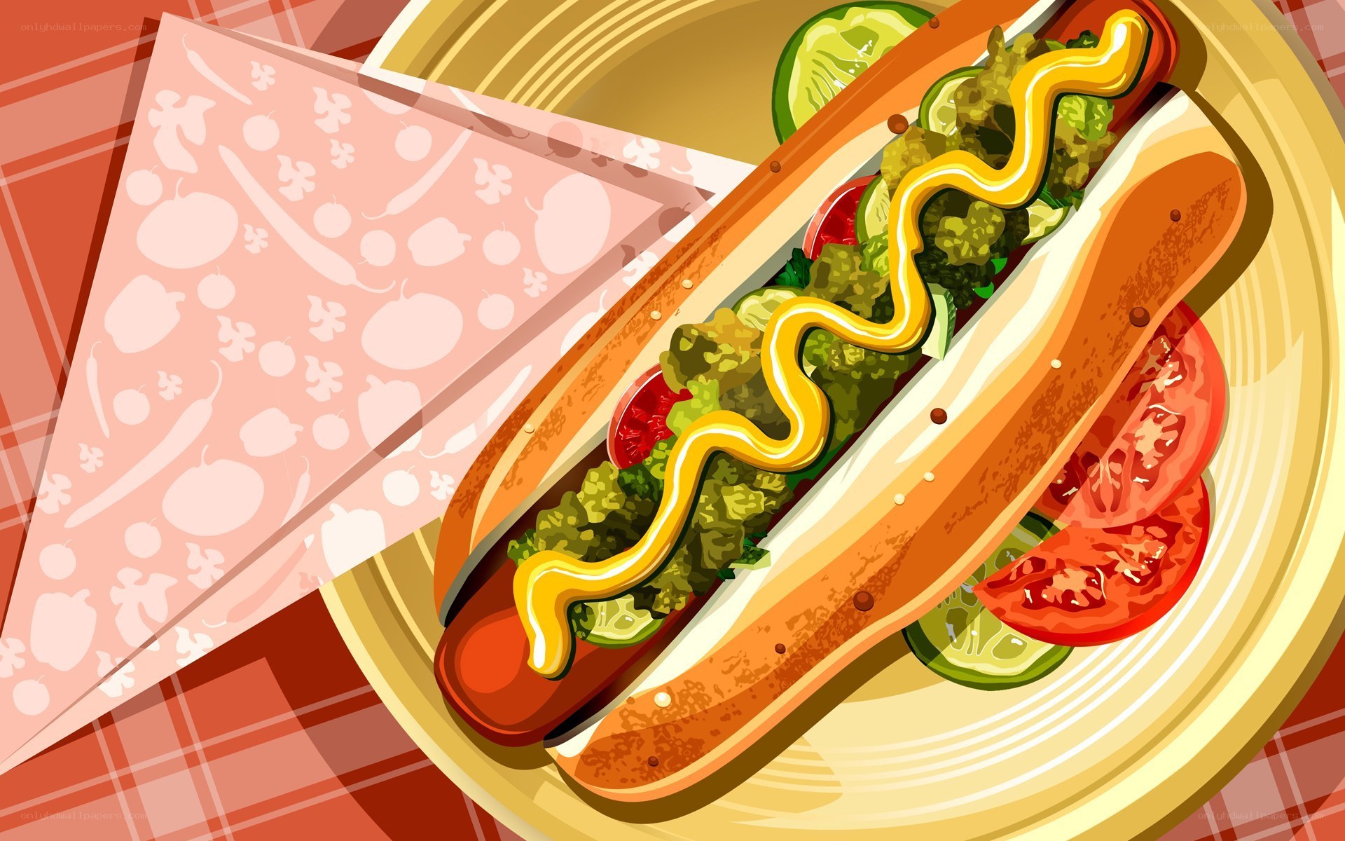 illustrated hot dog meal
