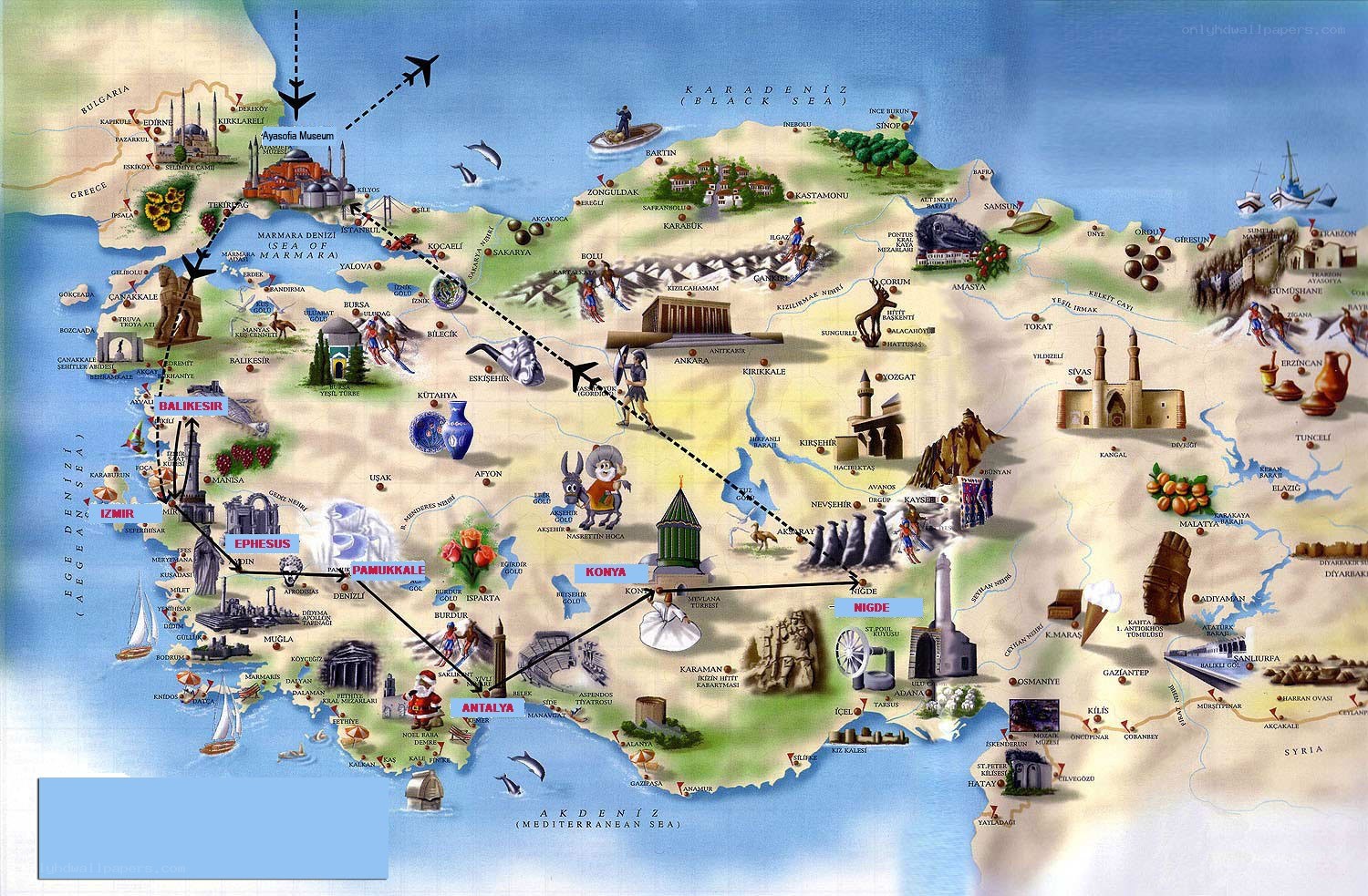 Illustrated map of Turkey