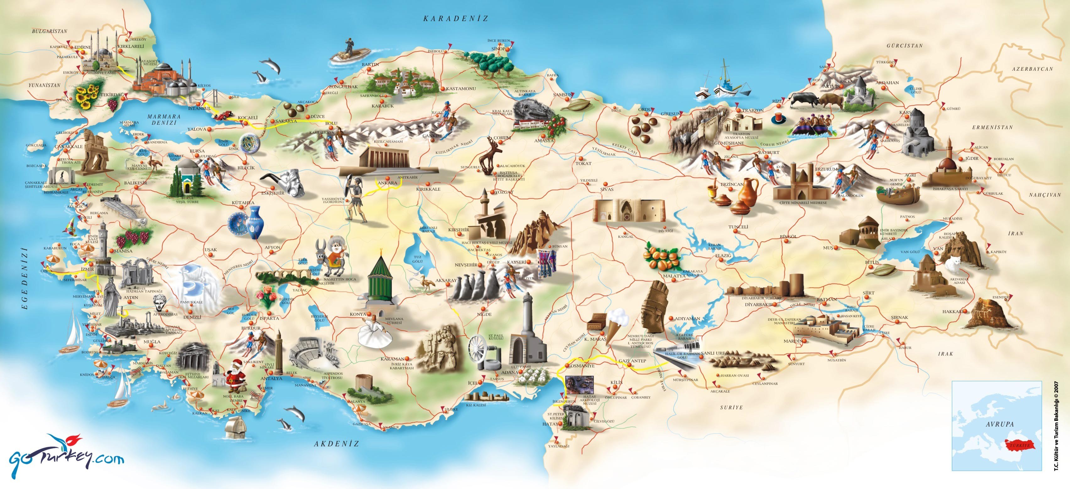 Illustrated map of Turkey