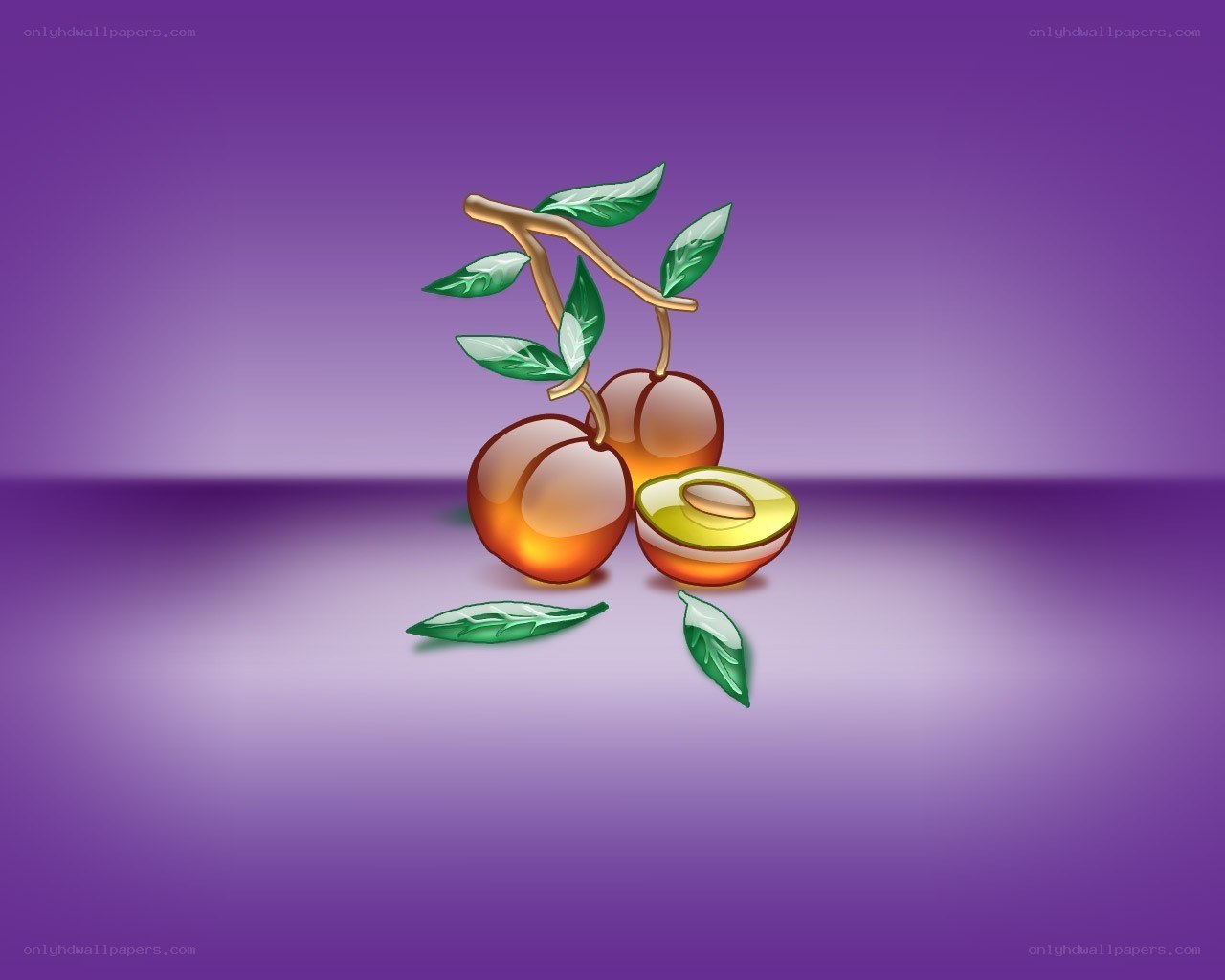 illustrated peaches on purple