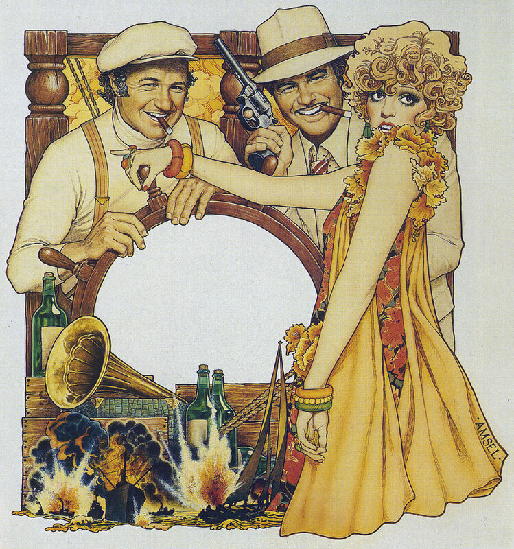 Illustration of three characters on a ship