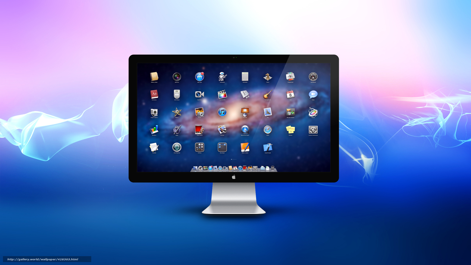 iMac desktop with colorful background