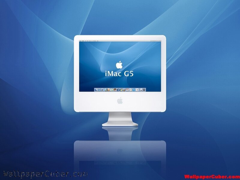 iMac G5 on blue background