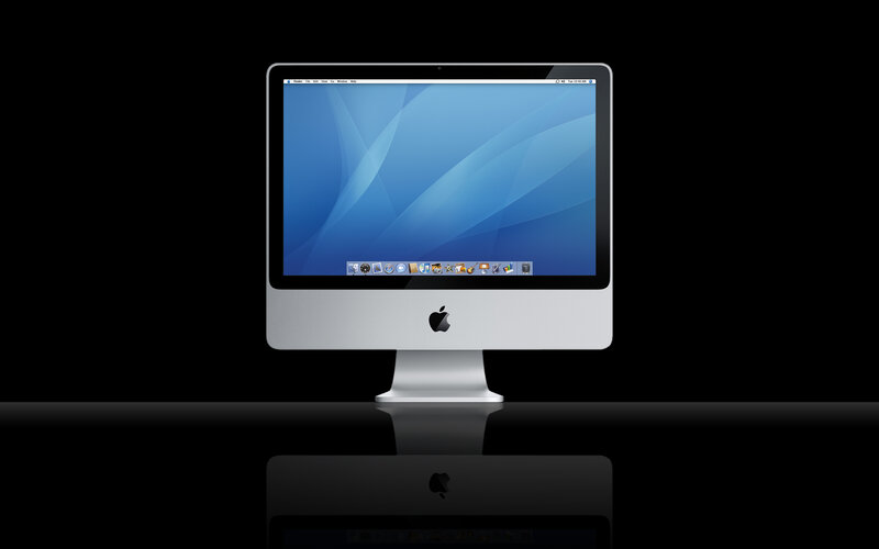 iMac on black background