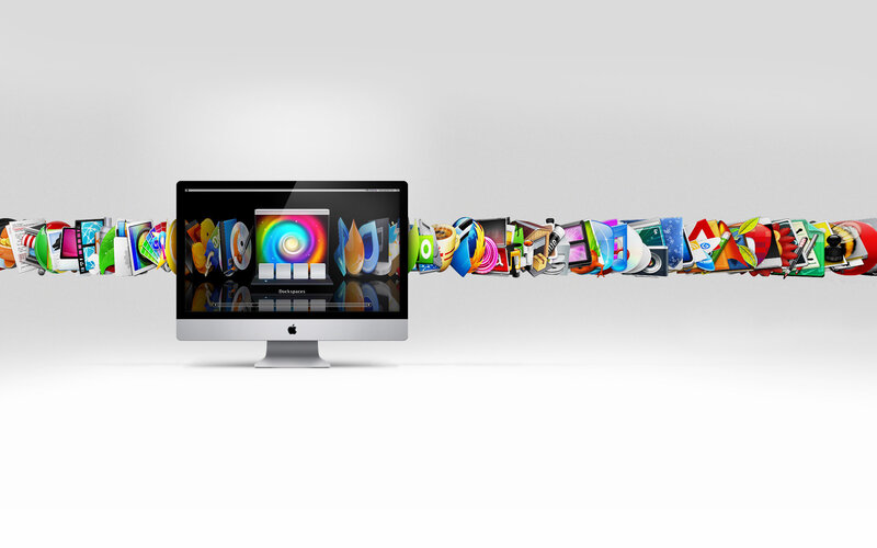 iMac with app icons