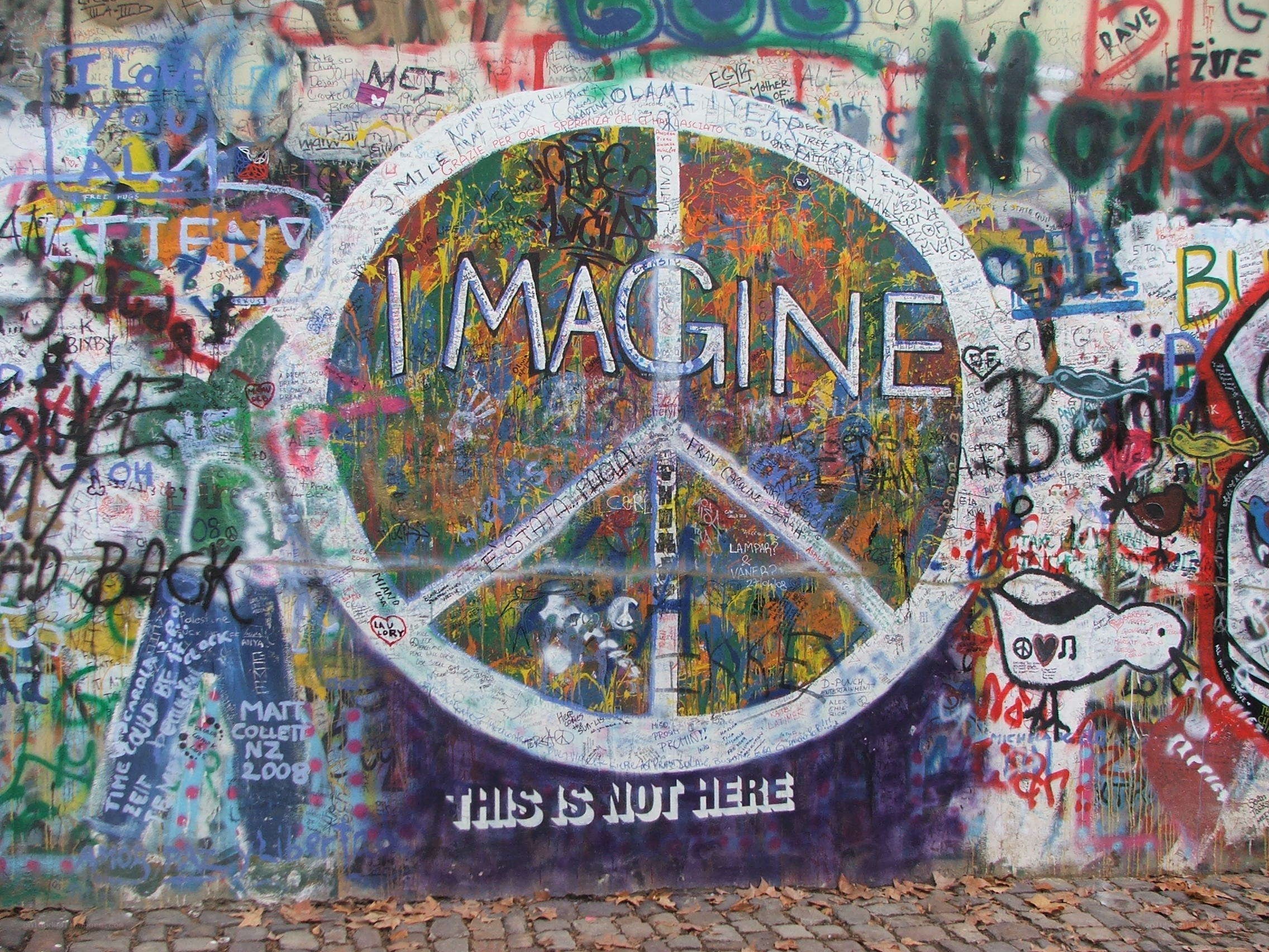 Imagine peace wall graffiti