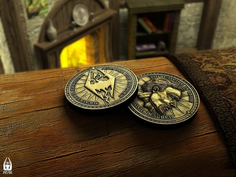 Imperial coins on wooden table