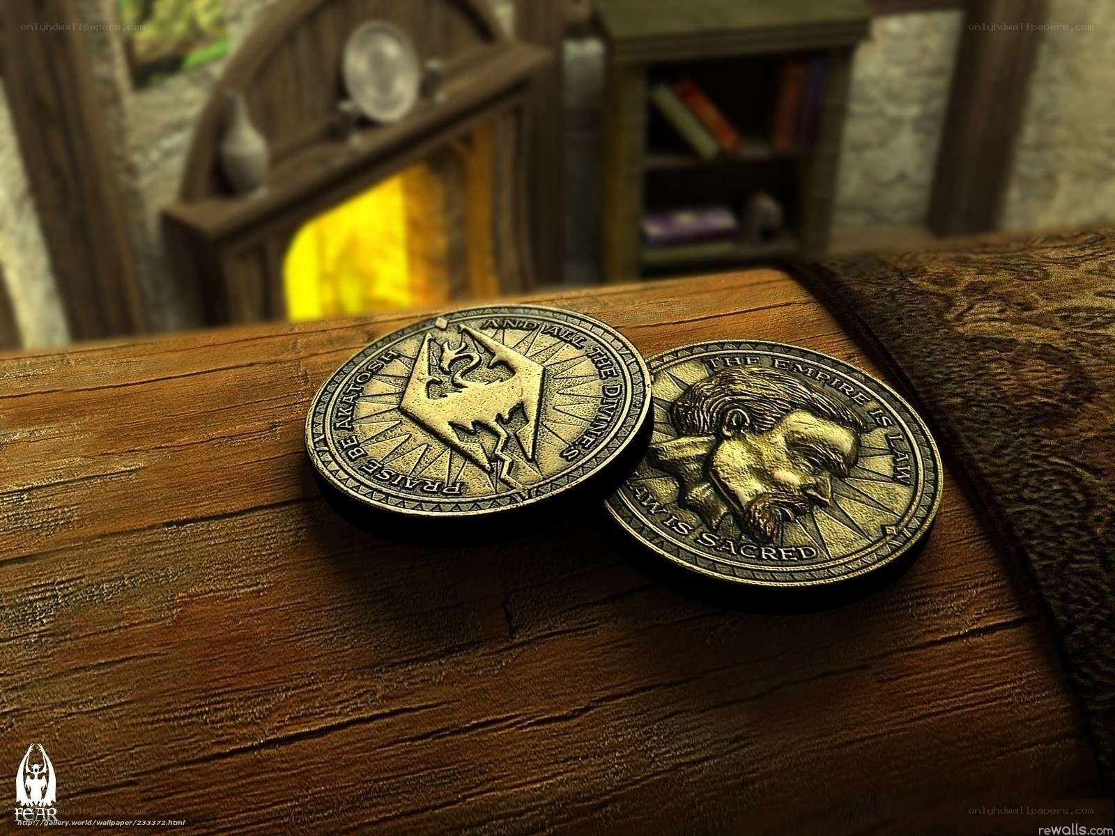 Imperial coins on wooden table