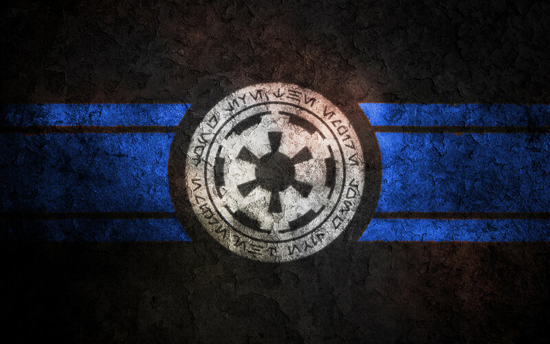 Imperial emblem on blue stripes