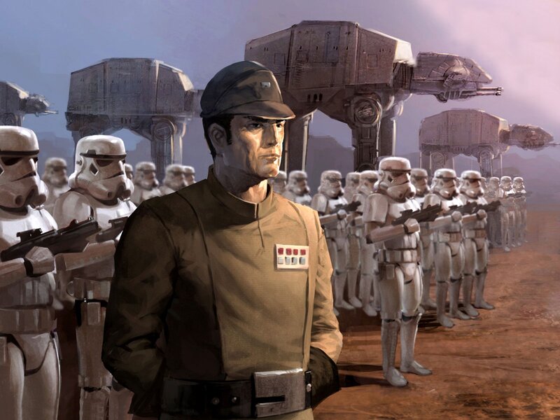 Imperial officer with stormtroopers