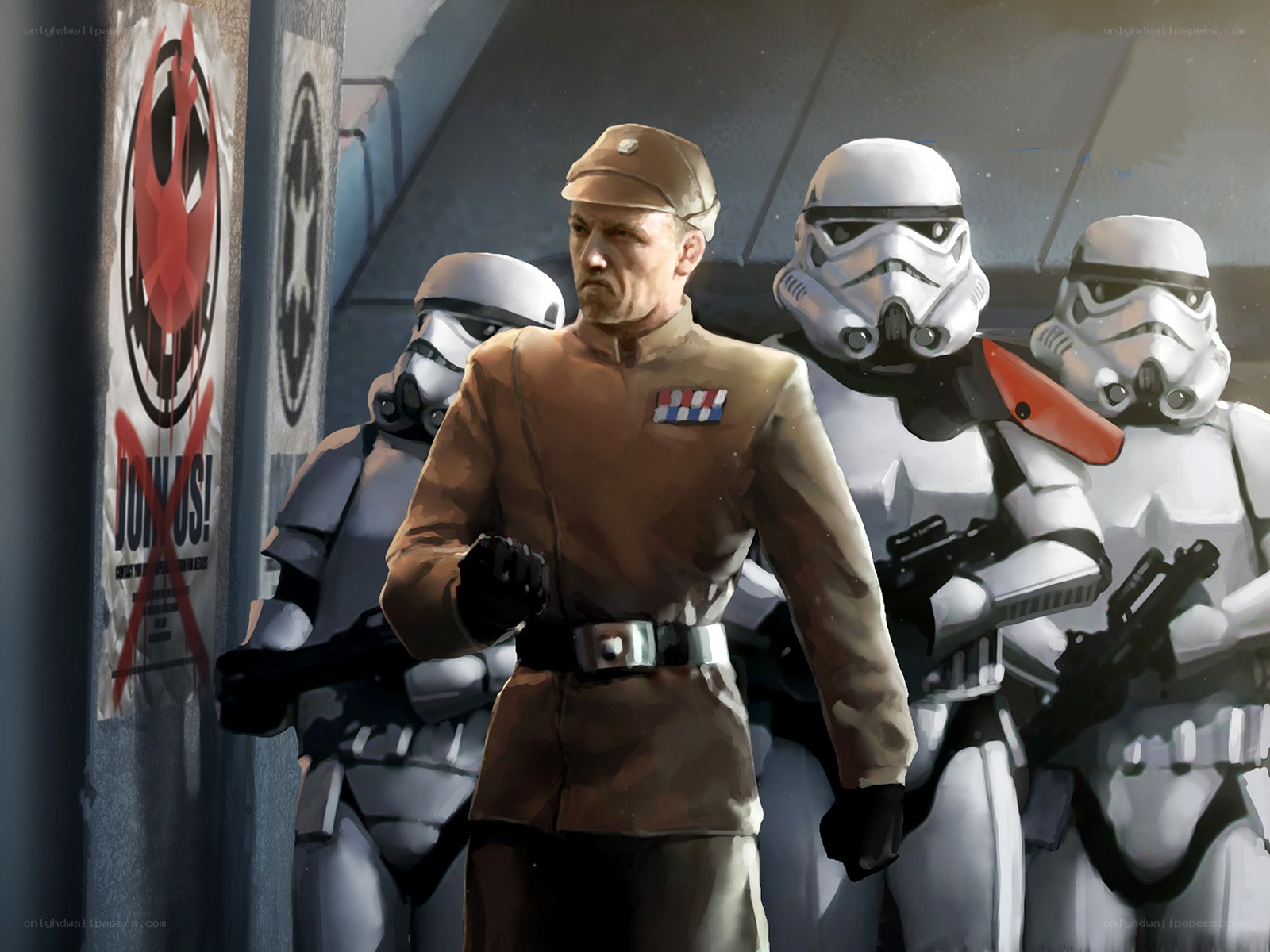 Imperial officer with stormtroopers