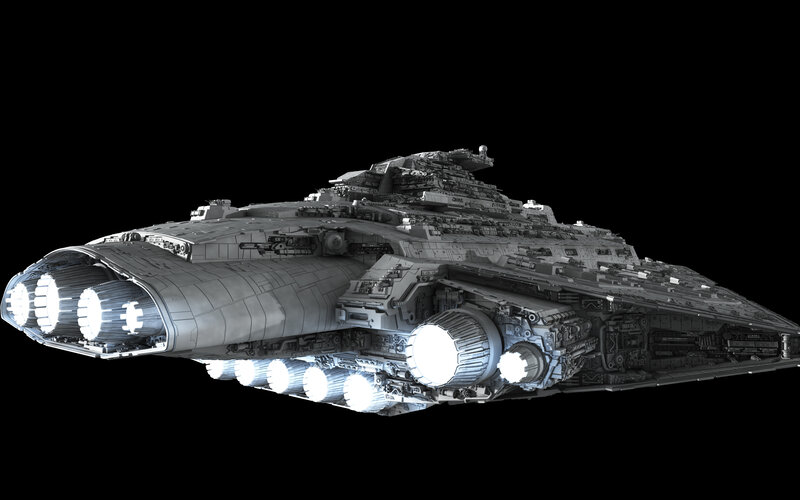 Imperial Star Destroyer — Gray, Dramatic, 3d Render, Spaceship, Engines, Weapons