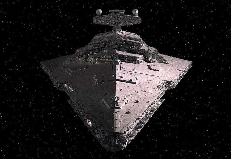 Imperial Star Destroyer — Gray, Dramatic, 3d Render, Spaceship, Stars