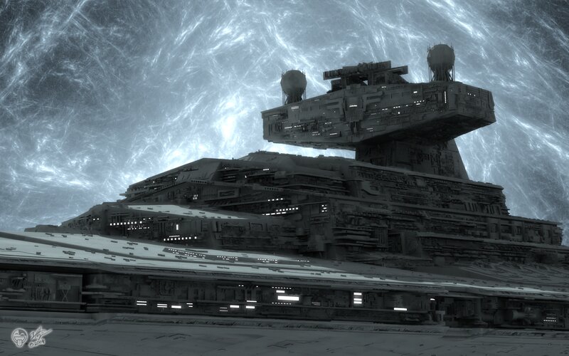 Imperial Star Destroyer — Gray, Dramatic, Digital Art, Spacecraft