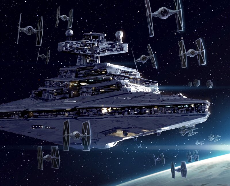 Imperial Star Destroyer — White, Dramatic, Night