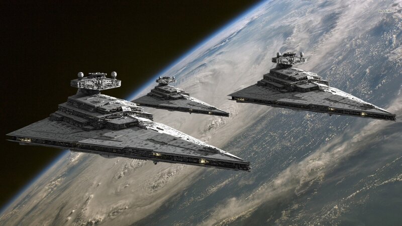 Imperial Star Destroyers — Gray, Dramatic, Digital Art, Spaceships