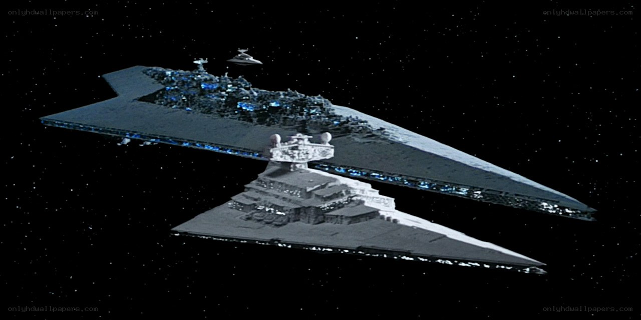 Imperial Star Destroyers in space