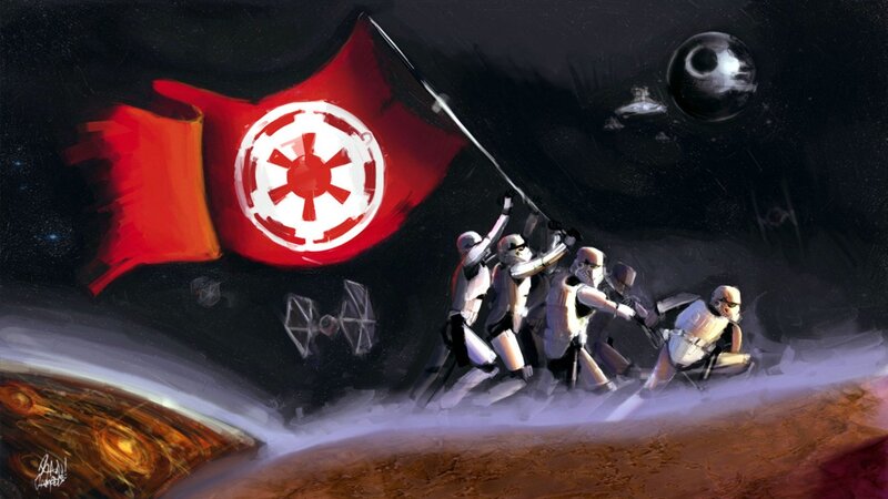 Imperial stormtroopers on a planet