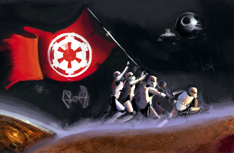 Imperial stormtroopers on alien planet