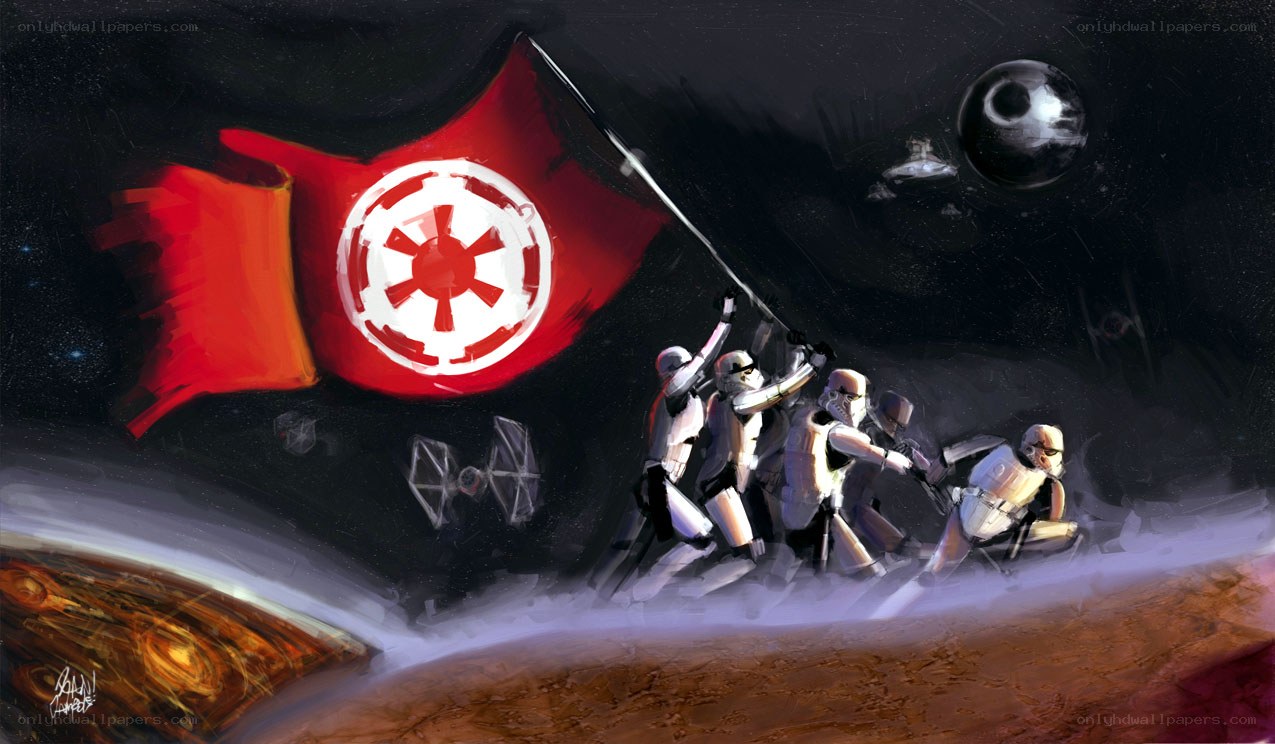 Imperial stormtroopers on alien planet