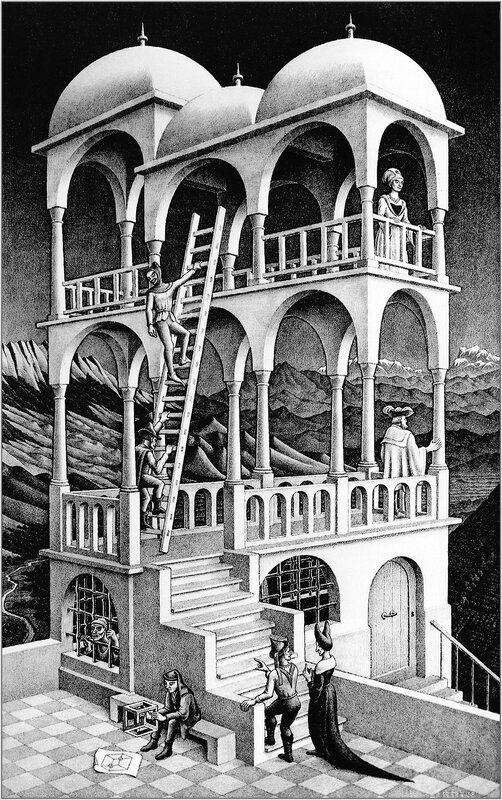 Impossible architecture with figures