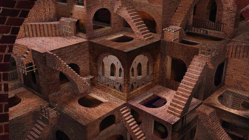 Impossible Brick Structure — Red, Confusing